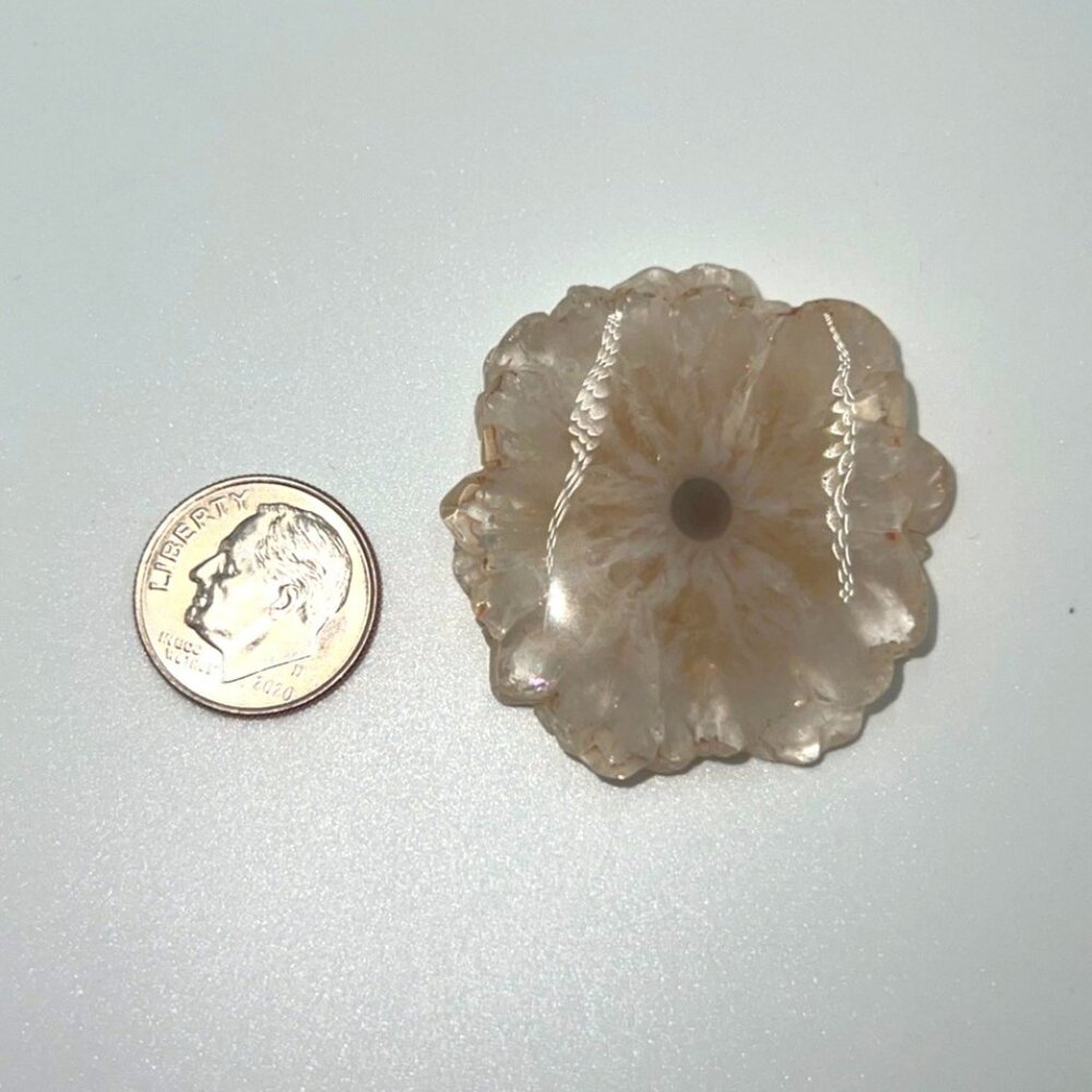 Natural Quartz-Like Carved Crystal Flower Jewelry Component